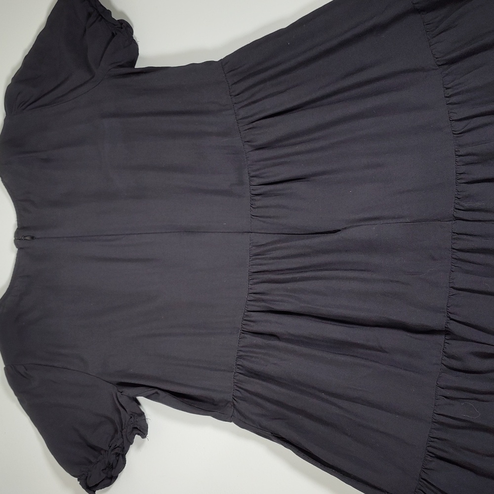 J. Crew Puff-Sleeve Tiered Midi Dress Black S - Picture 9 of 11